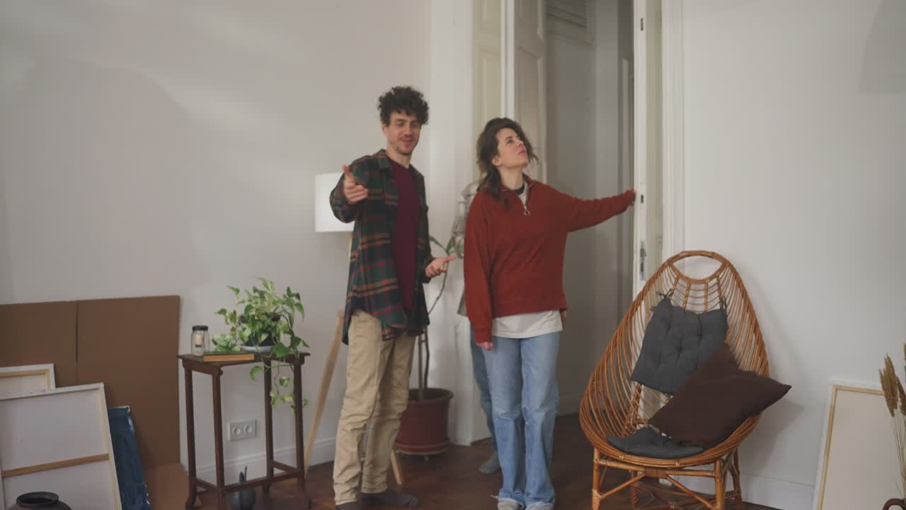 Group of people in a new apartment