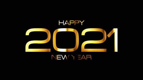 happy new year 2021 bright golden text with looping light glowing effect animation on black. 4k 3d seamless loop typography design. 2021 new year celebration festival sign gold colored text element.