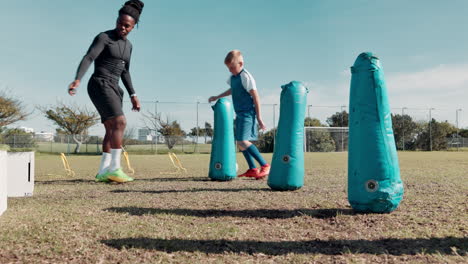 soccer training session with coach