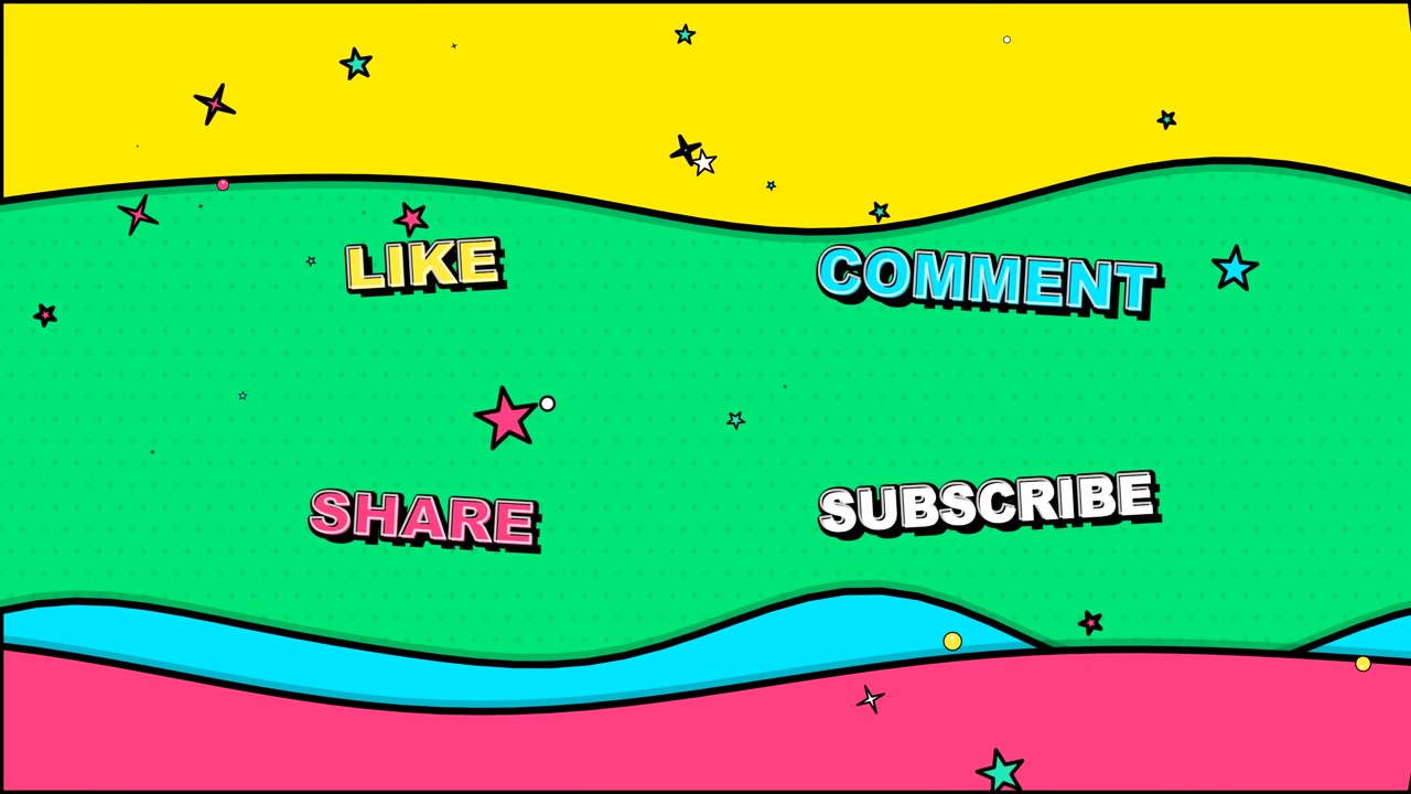 Overlay animato di invito all'azione per i social media con sfondo colorato.