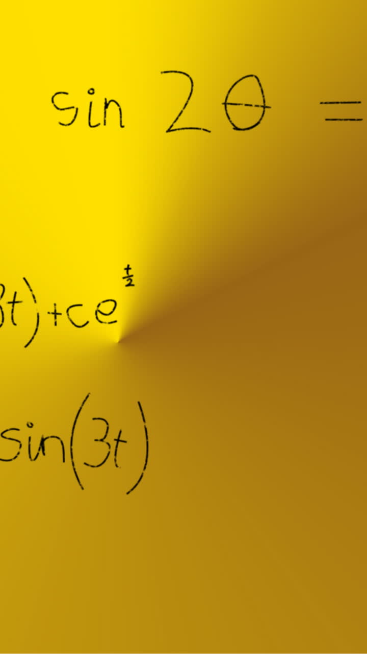 animación de fórmulas matemáticas escritas a mano sobre un fondo amarillo