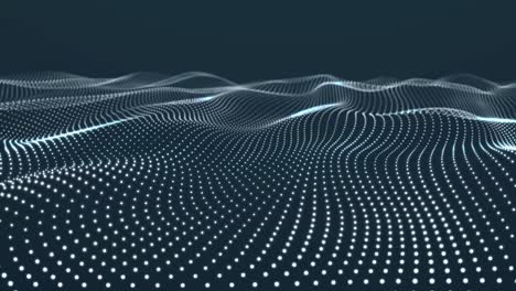 dynamic wave with many dots. abstract motion background of colored dots. technology or science. 3d rendering seamless loop. 4k