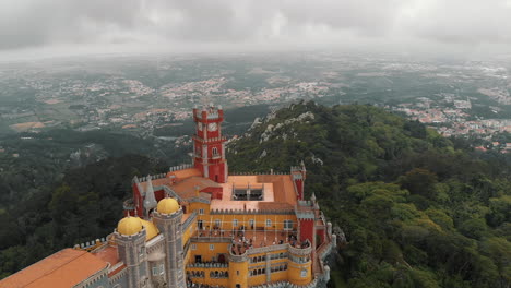 aerial view of pena palace in sintra, portugal