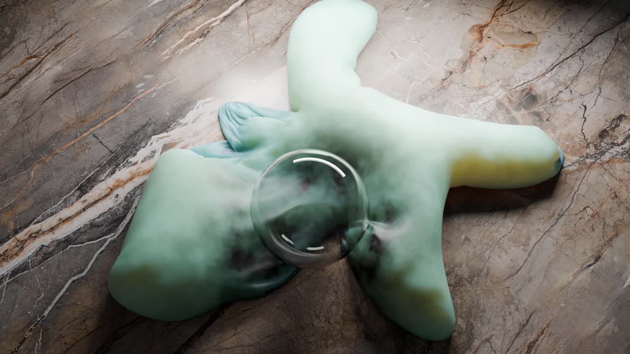 Abstract Blob Sculpture on Marble