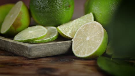 chopped pieces of ripe lime on the tray rotates slowly.