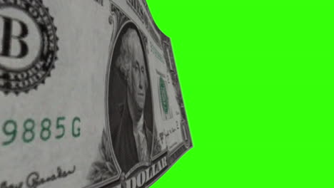 us one dollar bill on green screen background