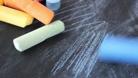 crayons and chalkboard