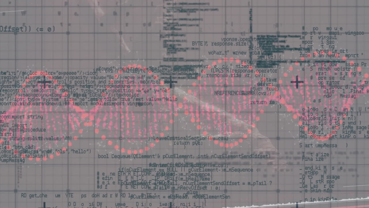 dna 가닥 회전의 애니메이션과 그리드 상의 데이터 처리