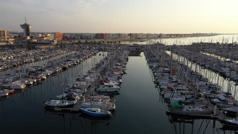 beautiful aerial view of boats in palavas les flots leisure marine port glassy