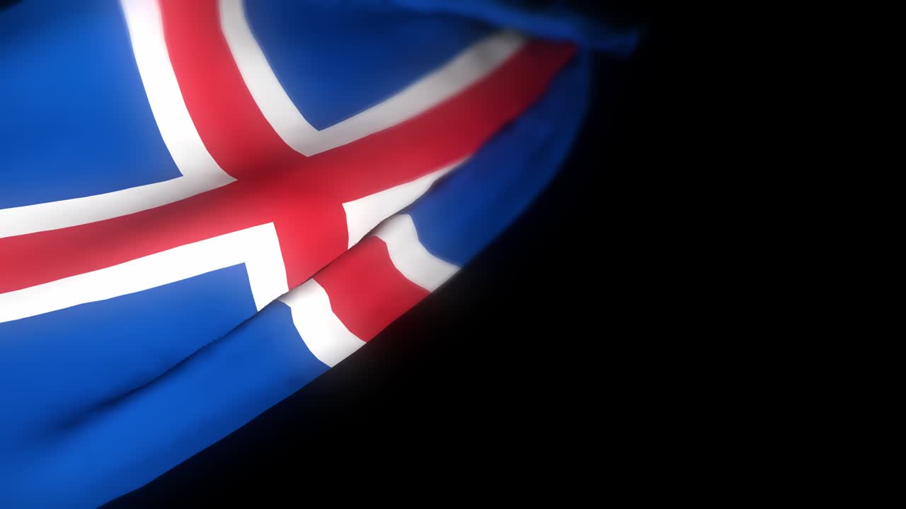bandera de islandia, animación 3d realista de la bandera ondeando. bandera de iceland ondeando en el viento. bandera nacional de islandia. animación de bucle sin costuras. 4k de alta calidad, renderización 3d