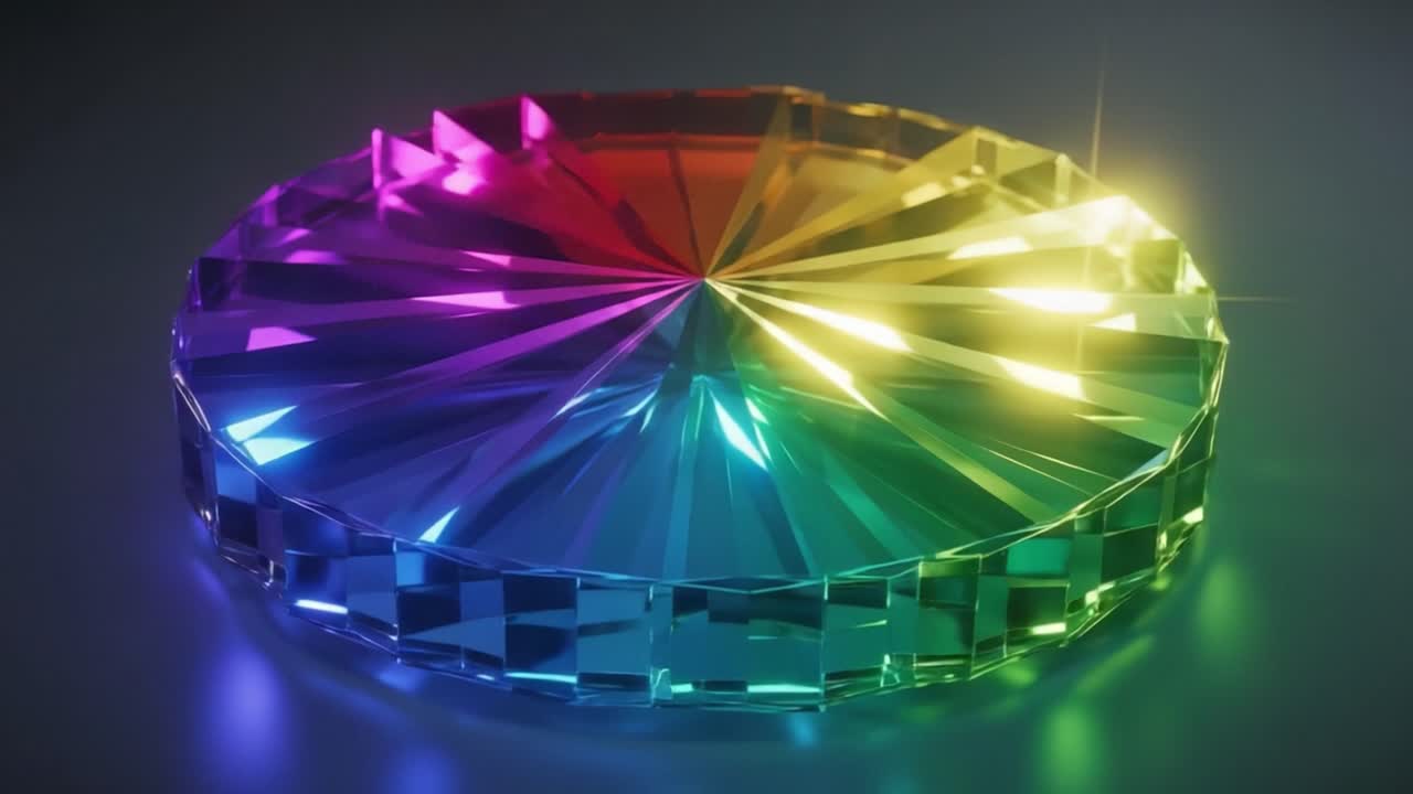 Stunning Visual of a Colorful Gemstone Display Reflecting Light in Various Shades and Sparkles, Capturing the Beauty of Brilliantly Cut Crystals in a Dimly Lit Setting