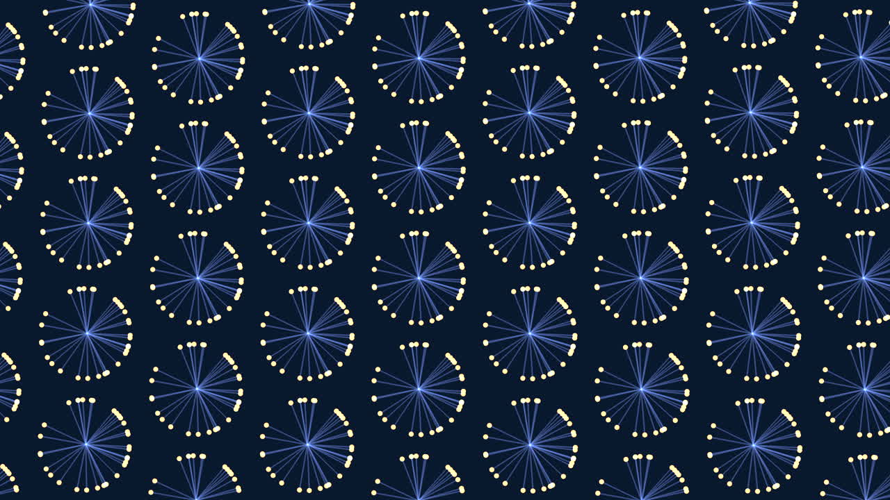 Small circles pattern with blue lines and yellow dots