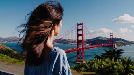 woman looking at the golden gate bridge in san francisco