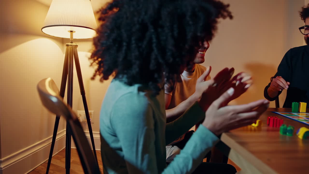 Friends Enjoying a Board Game Night