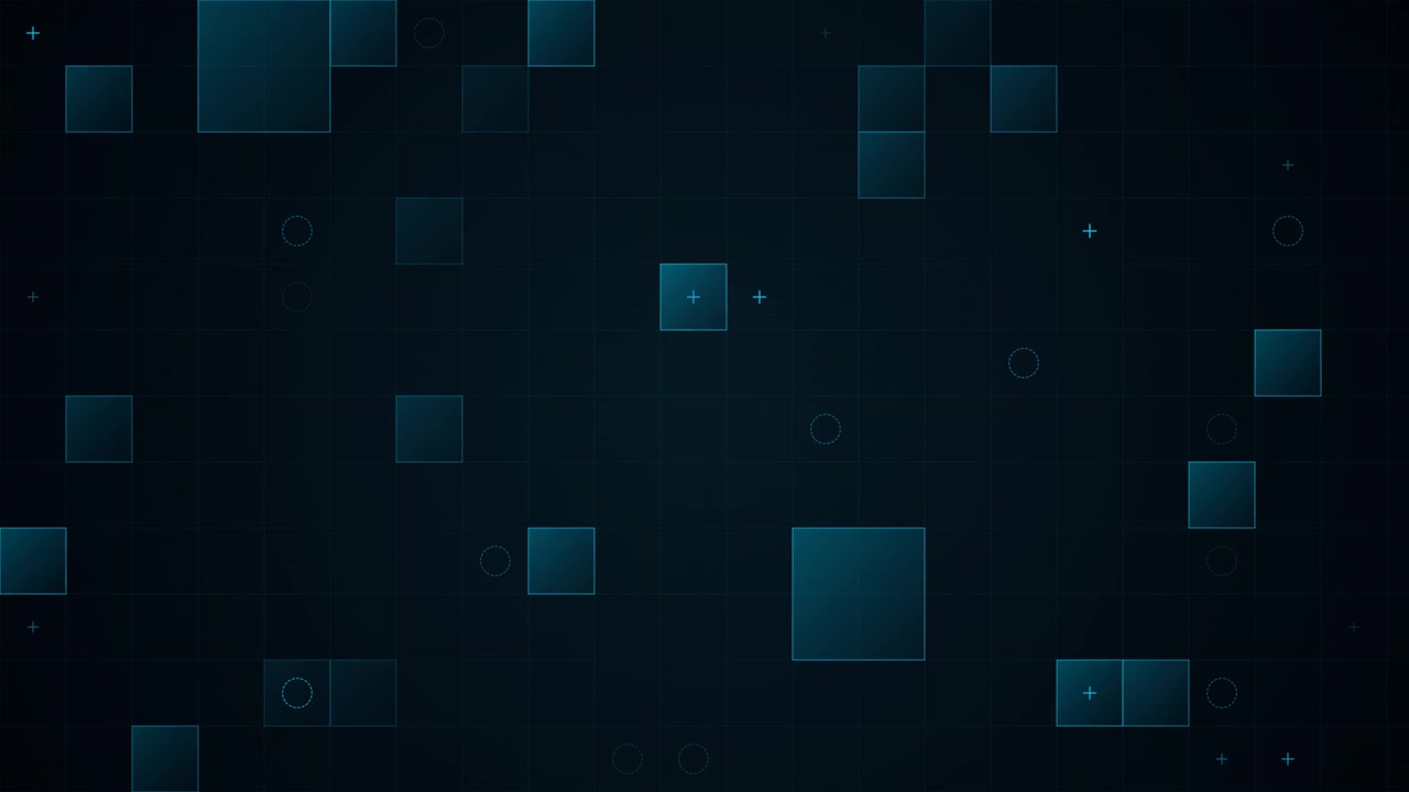 Abstract Digital Background with Floating Blue Squares and Geometric Elements