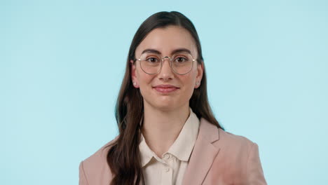 Wink,-flirt-and-face-of-woman-with-glasses