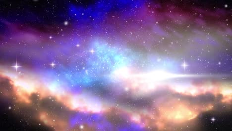 animation of glowing stars over vibrant coloured clouds