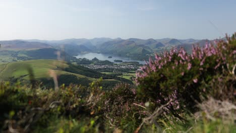 Static-nature-landscape-shot-of-Derwentwater-in-Lake-District,-England