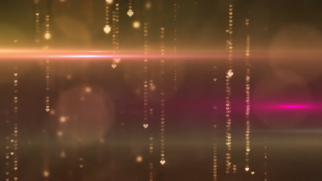 abstract digital design showing glowing heart bokeh cascading intersecting gold-magenta lens flare