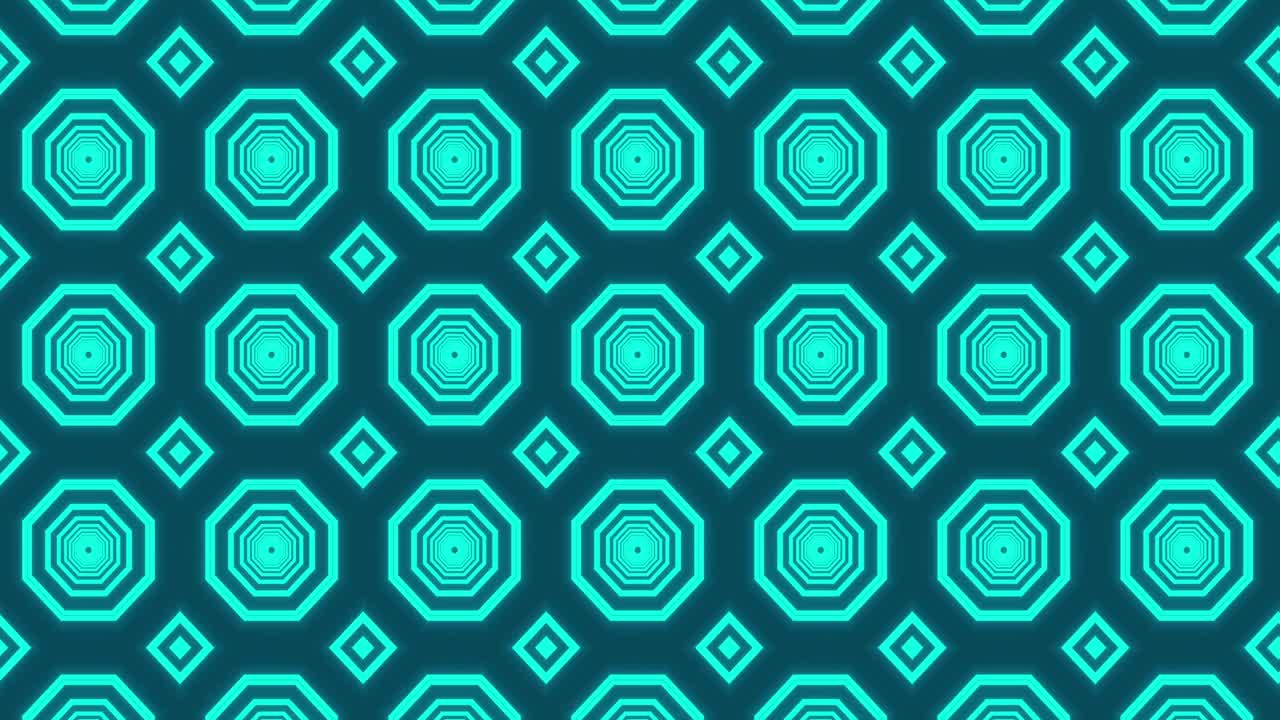 animación de la formación verde brillante de octagones que se mueven en un bucle sin costuras