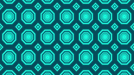 animation of glowing green formation of octagons moving on seamless loop