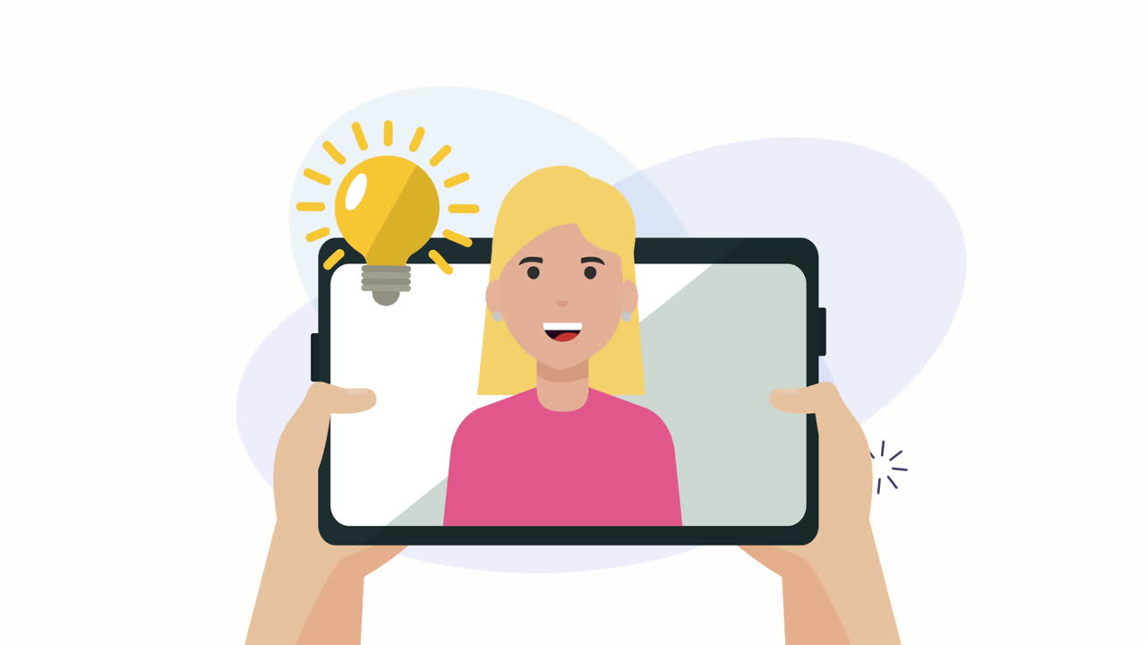 tablet with man and social media marketing animation