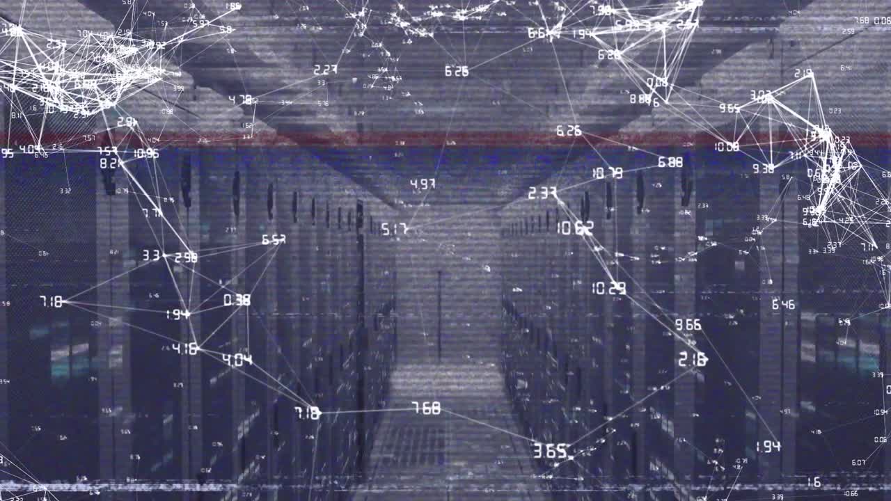 컴퓨터 서버를 통해 데이터 처리를 하는 연결의 애니메이션