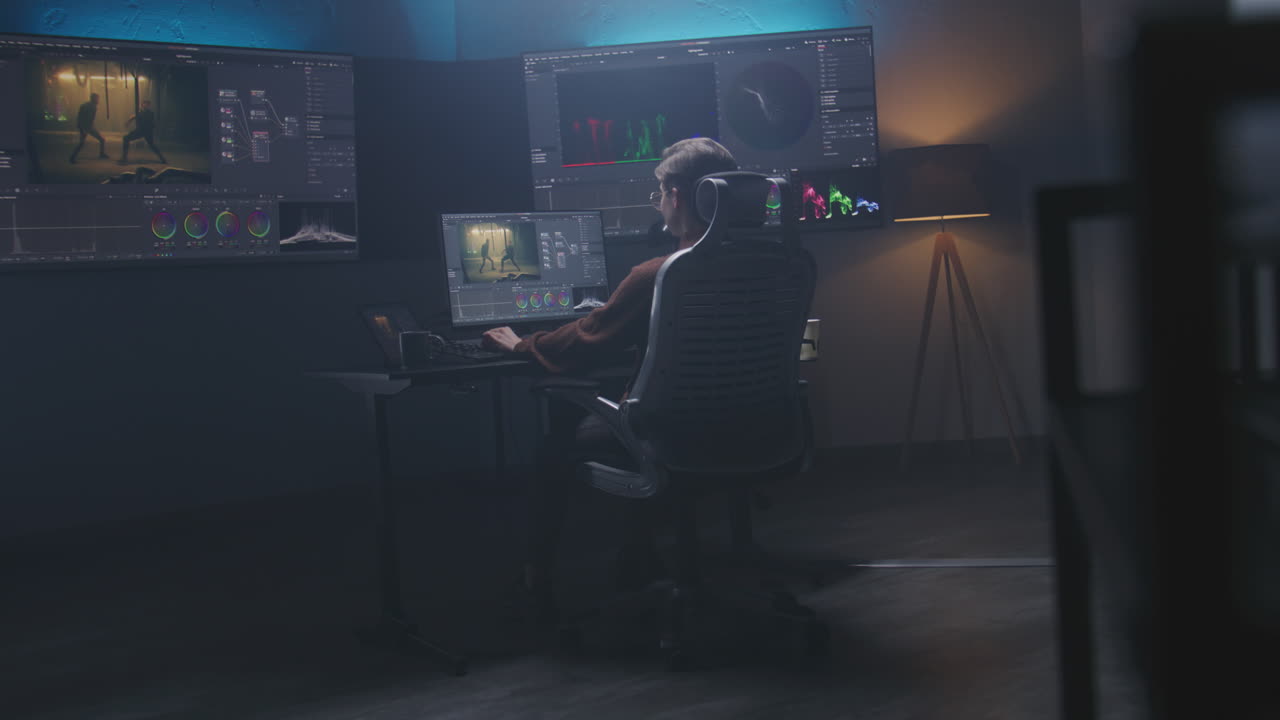 editor de video en el trabajo