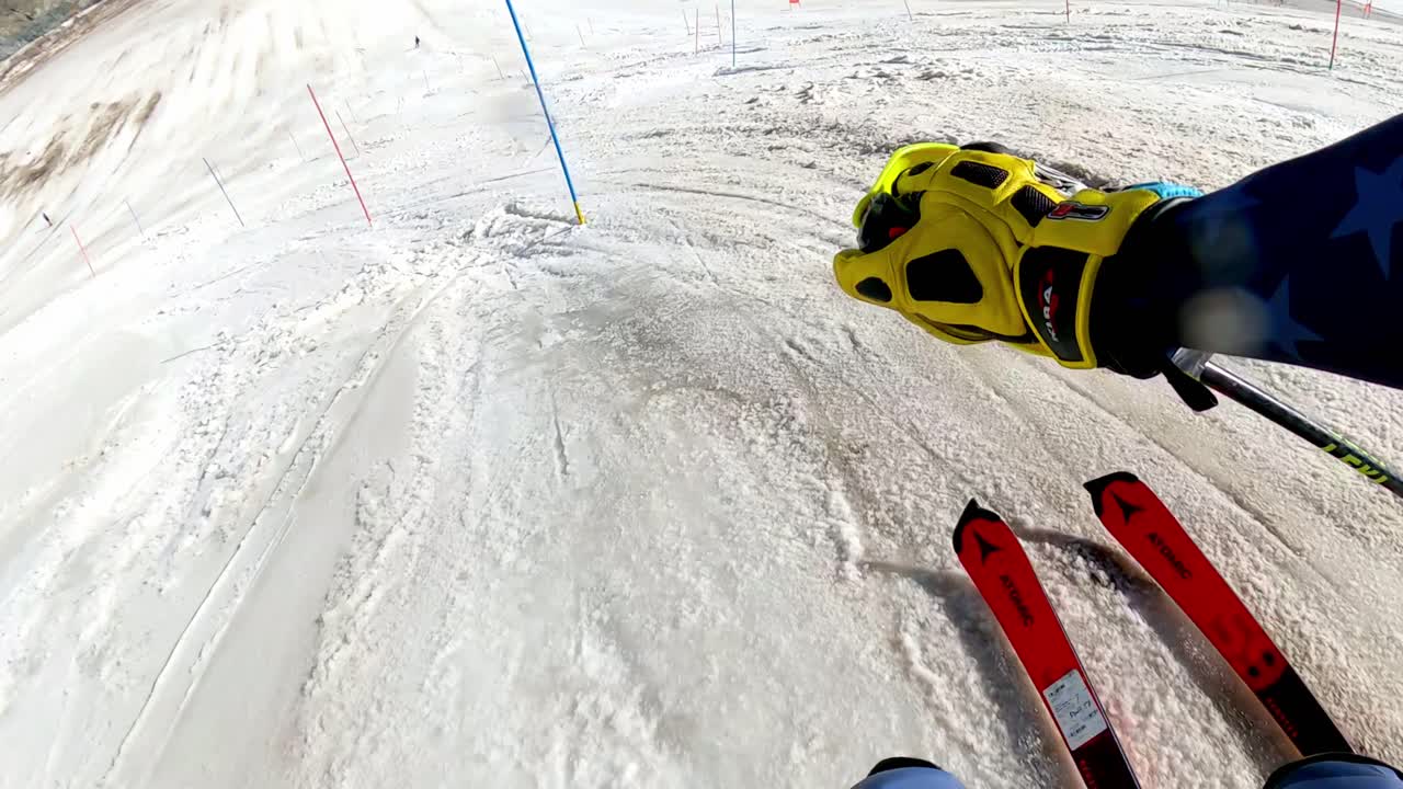 Skiing Down a Mountain Slope
