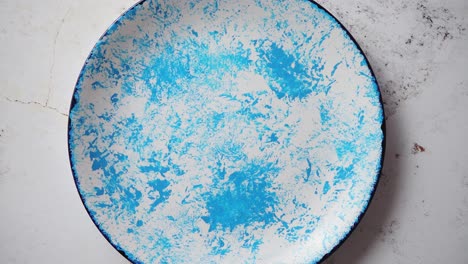Blaue-Handbemalte-Keramik-Servierplatte