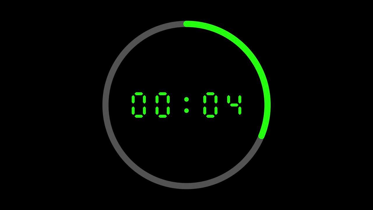 Ten second digital countdown timer on transparent background