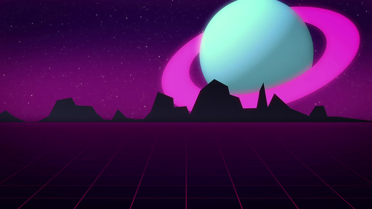 Retro Synthwave Planet Landscape