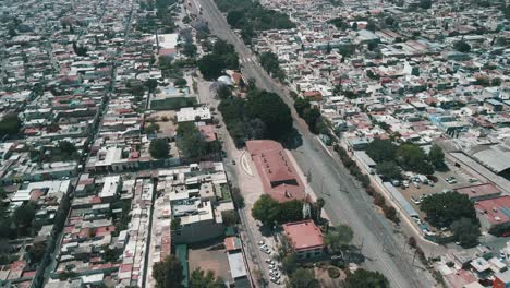 view of antique train station in queretaro from a drone