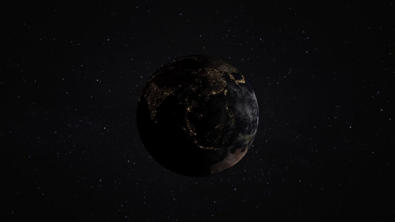 宇宙を通って浮かぶ回転する惑星地球 天の川 科学銀河