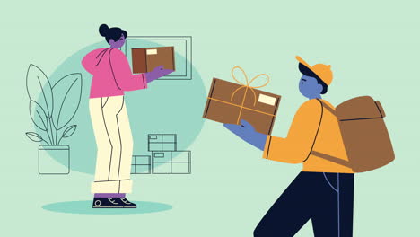 client and courier delivery service animation