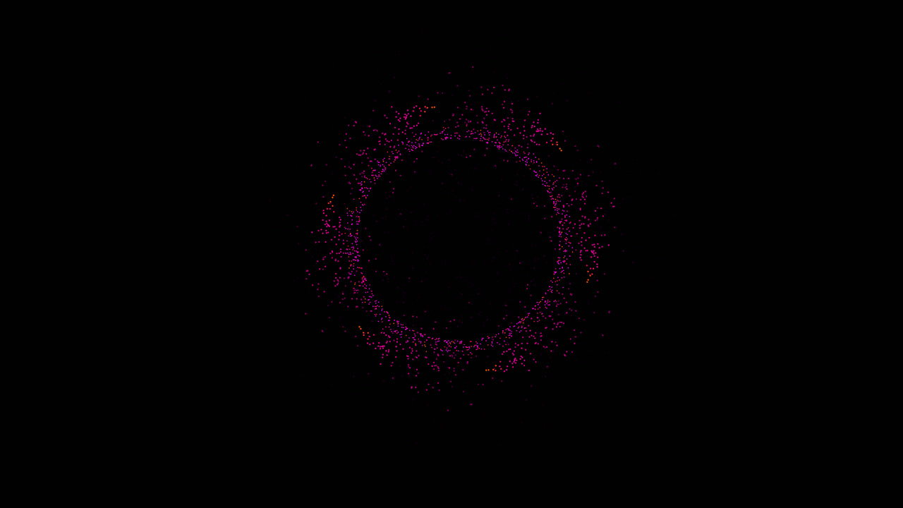 Spinning circular fiery-like motion graphic design on black screen