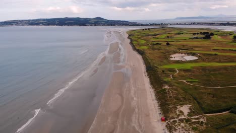 portmarnock beach aerial pull back shot