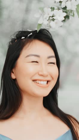 happy woman in a spring garden