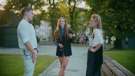 friends talking outdoors