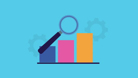 statistics bars and magnifying glass animated