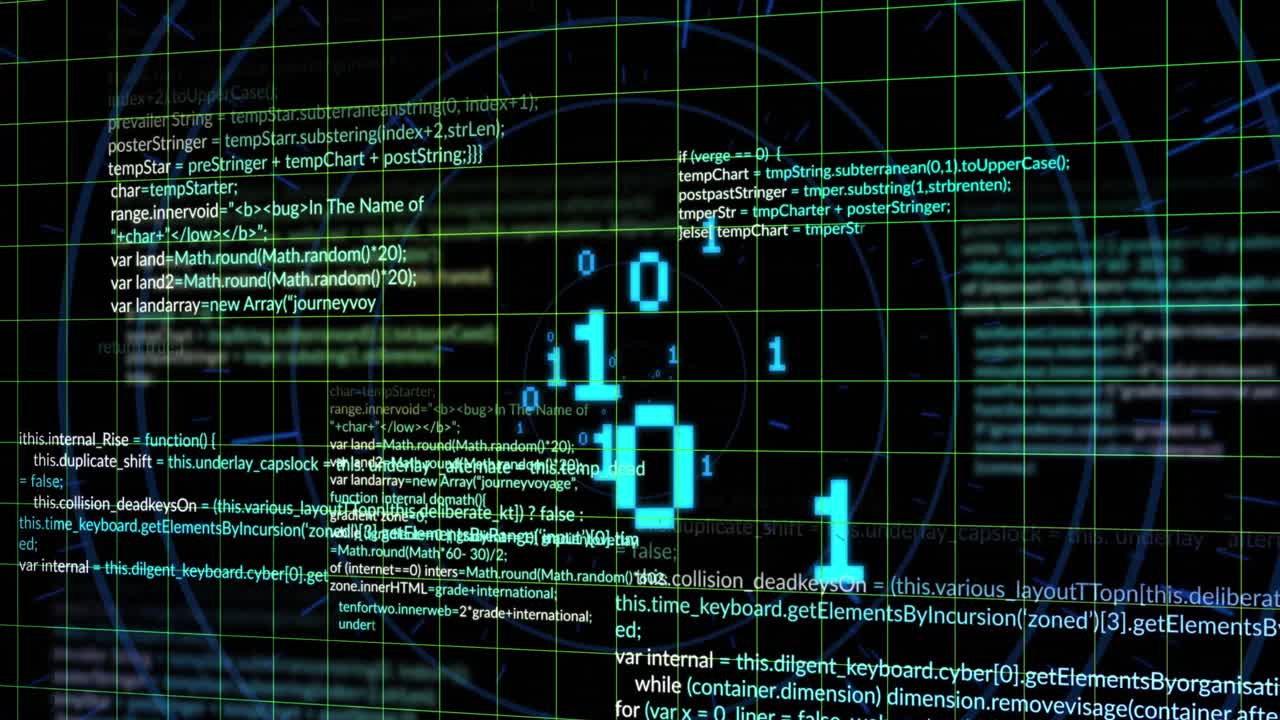 animación del procesamiento de datos sobre un fondo negro