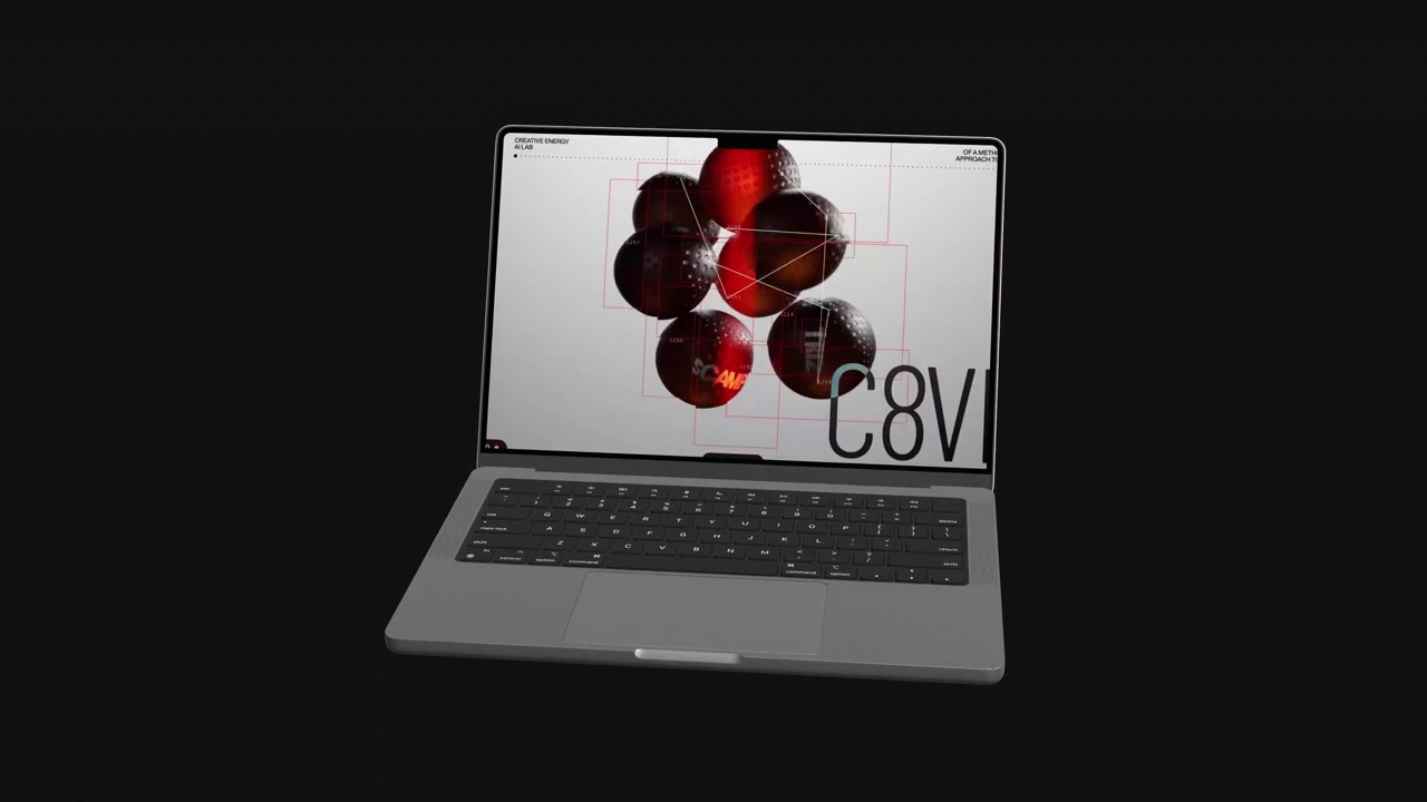 Moderne laptop åbner og afslører kreativt potentiale på skærmen.