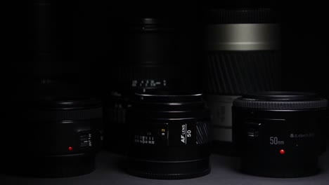 camera lenses without visible brands on black background