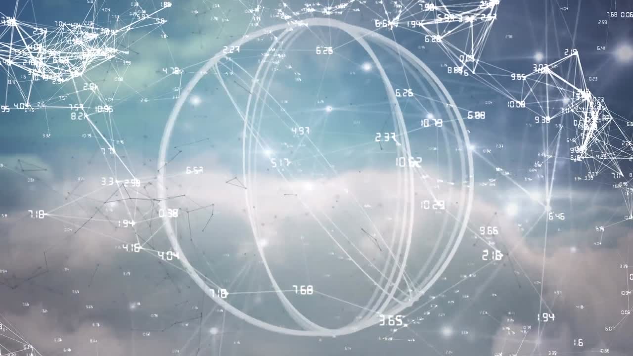 원의 애니메이션과 구름을 통해 연결 네트워크