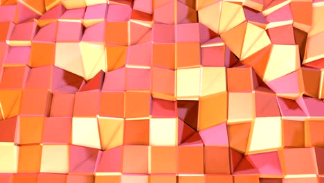 abstracto simple rosa naranja baja poli superficie 3d como entorno cibernético. fondo de movimiento de baja poli geométrica suave de desplazamiento de polígonos rojos naranja puros. fondo de bucle sin costuras 4k fullhd
