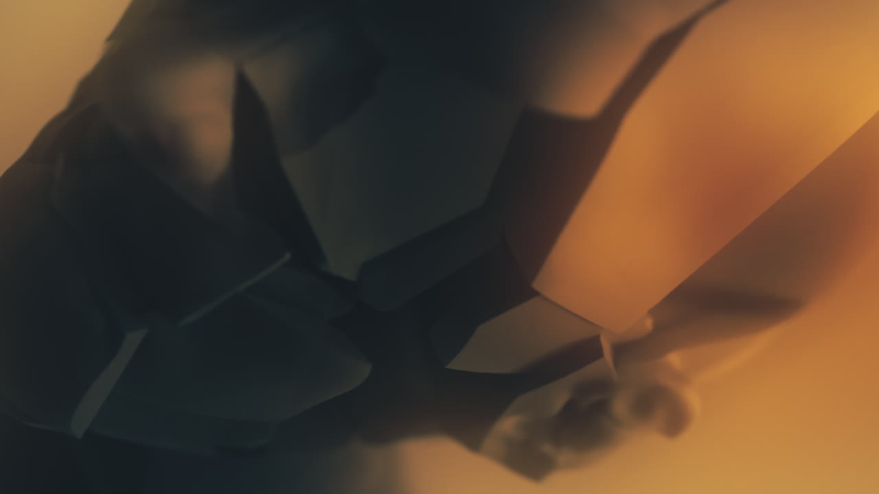 A crushed android head on a spike on the yellow background