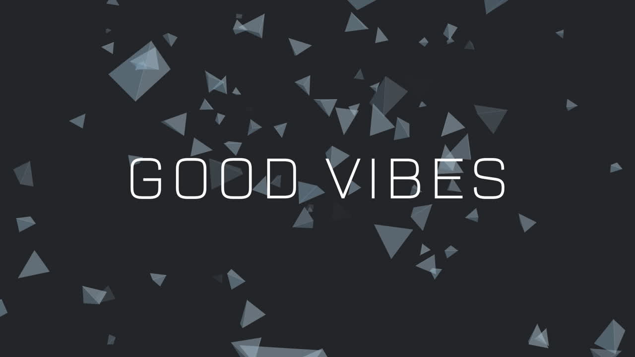animación de texto y formas de buenas vibraciones sobre fondo negro