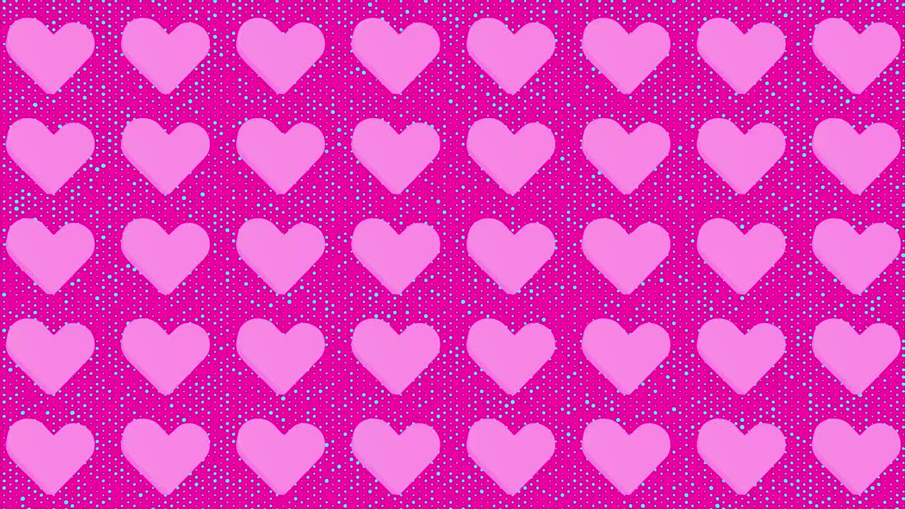Modello animato con cuori rosa su sfondo magenta
