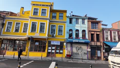 colorful buildings and street scene in istanbul