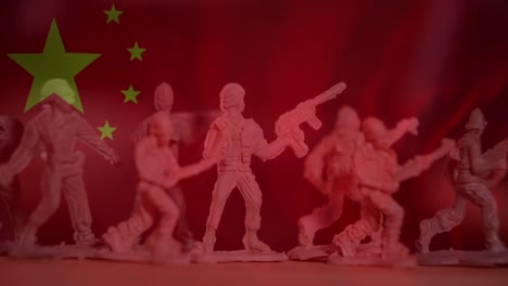 animation of flag of china over toy soldiers